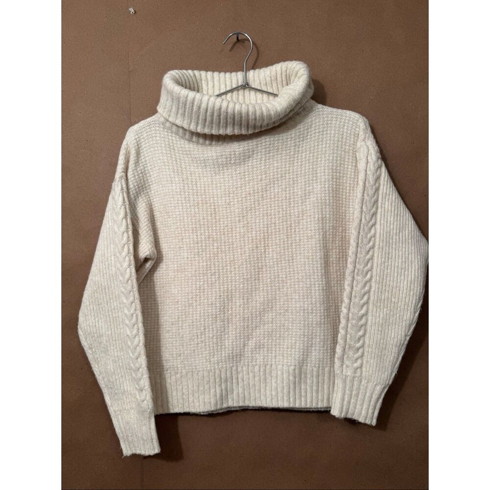 Something Navy Cream Funnel Neck Sweater